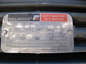 MOTOR, ELECTRIC TYPE, 30 HORSEPOWER, 460VAC 3 PHASE ELEC RATING, 1775 RPM, 286TCZ FRAME, 37.8 AMPS, TEAO ENCLOSURE, 1.0 SERVICE FACTOR. 0.5KW, 480V SPACE HEATER, PART # 8YF881423 (W-44) LOADING & HANDLING FEE $15-